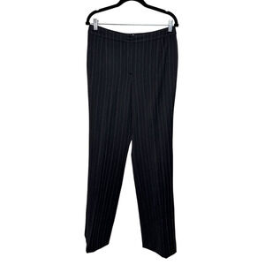 Armani Collezioni Pinstripe Pants Straight High Rise Flat Front Black Size 10